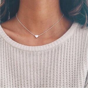925 Sterling Silver Heart Choker Necklace